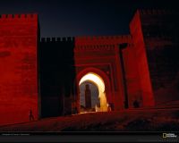 美国国家地理图片:摩洛哥的清真寺，拱形门呈现出伊斯兰教月牙型传统符号