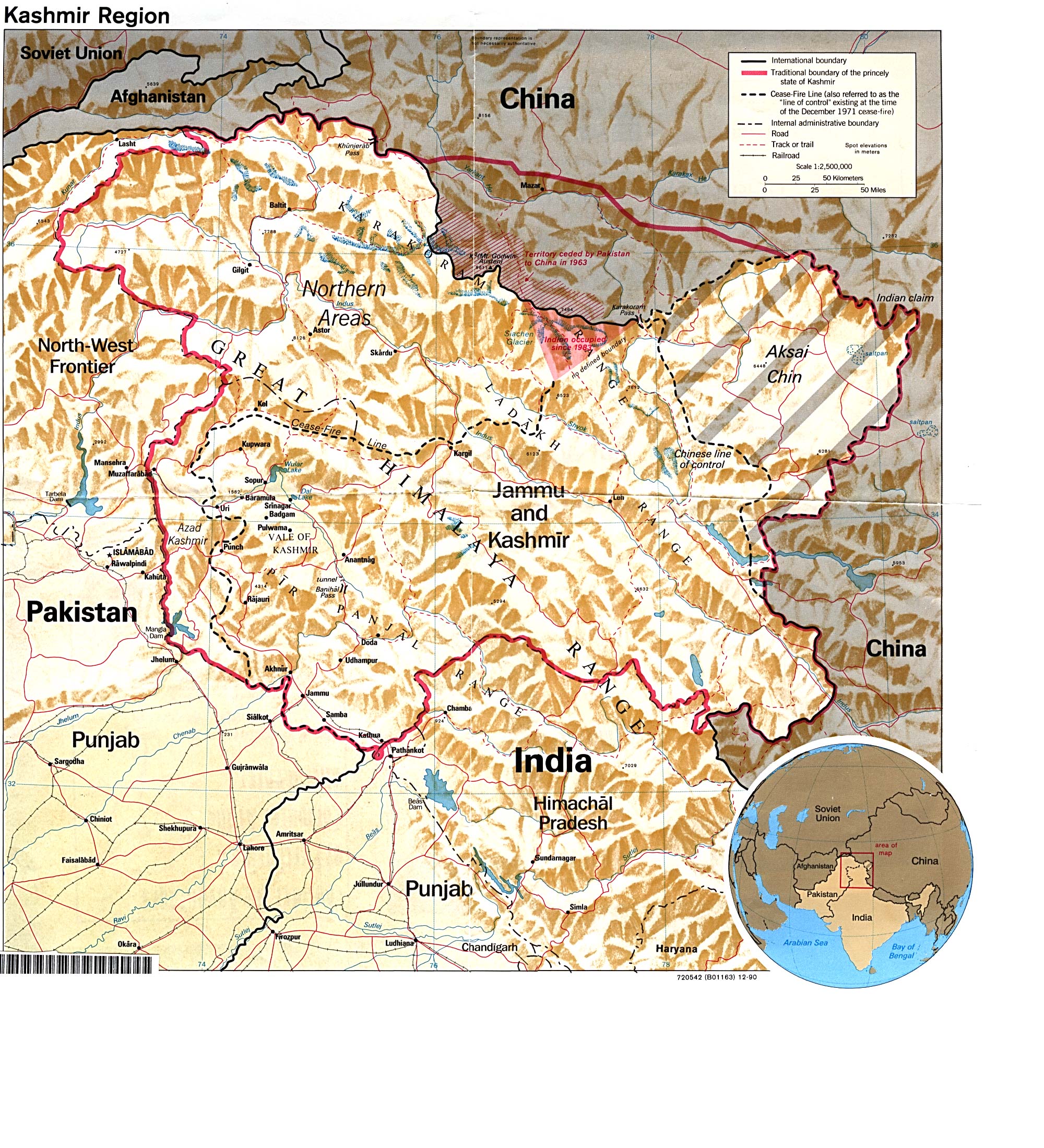 地图:克什米尔地图(Kashmir) - 亚洲地图