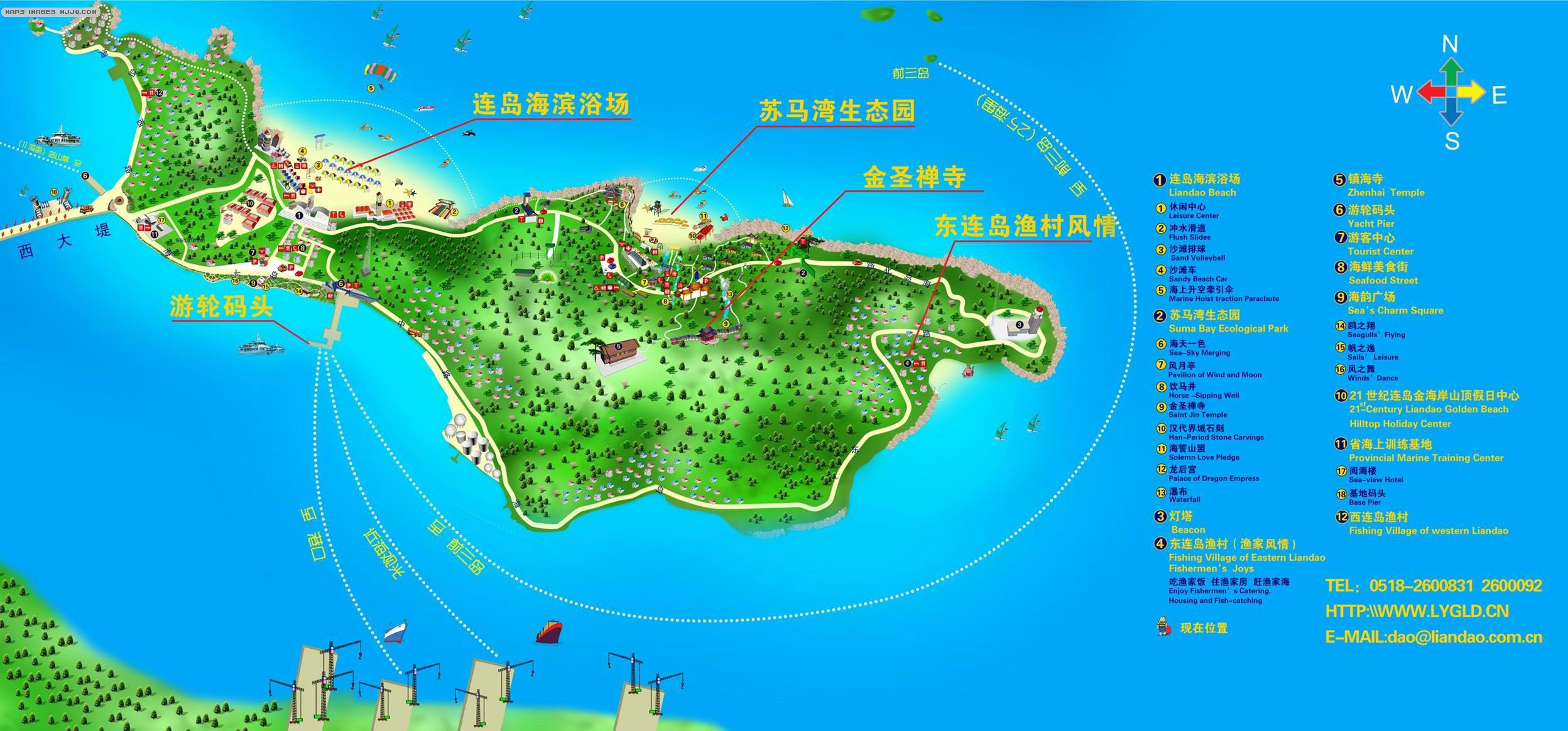 连岛旅游地图 - 江苏地图 Jiangsu Map - 美景旅游网