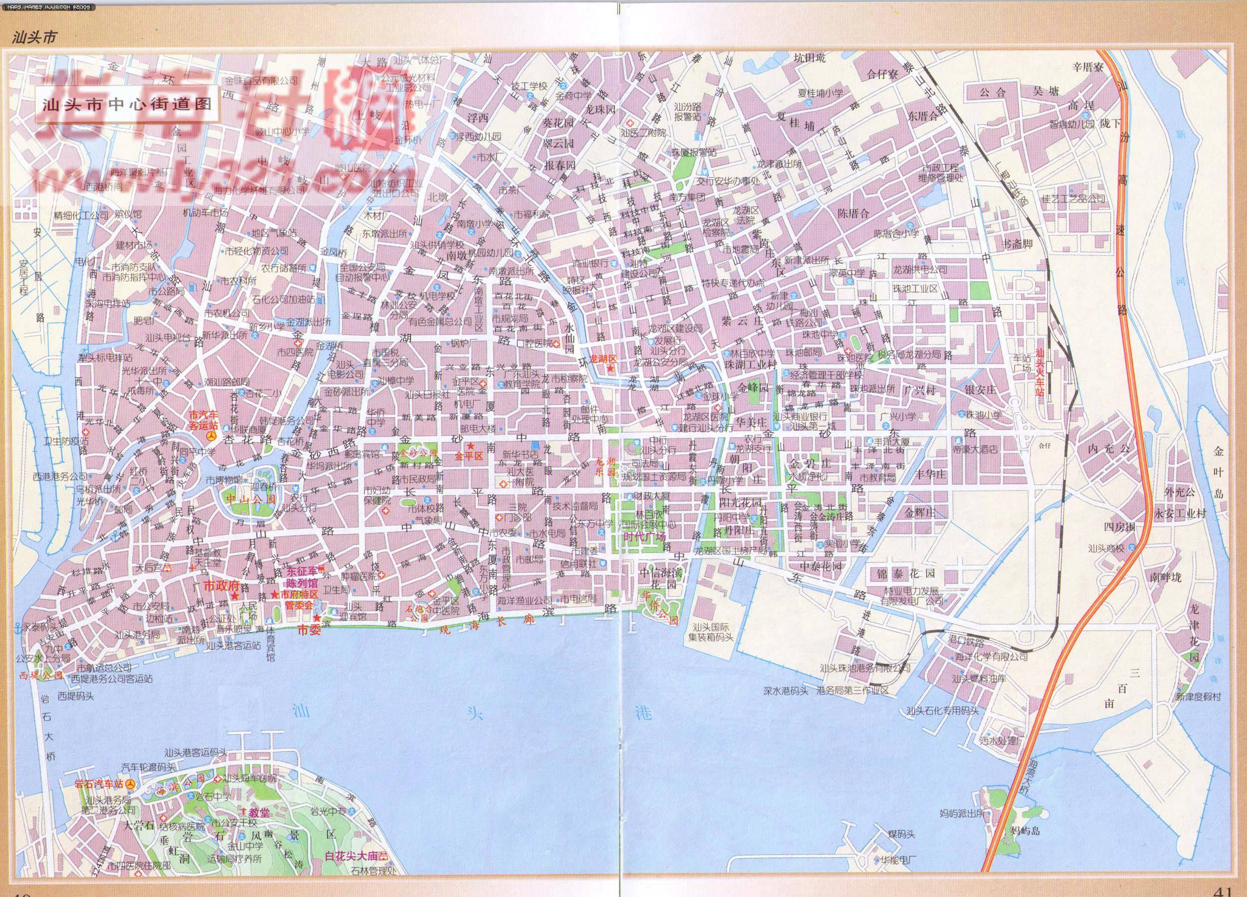 地图 汕头市/广东省汕头市中心街道地图