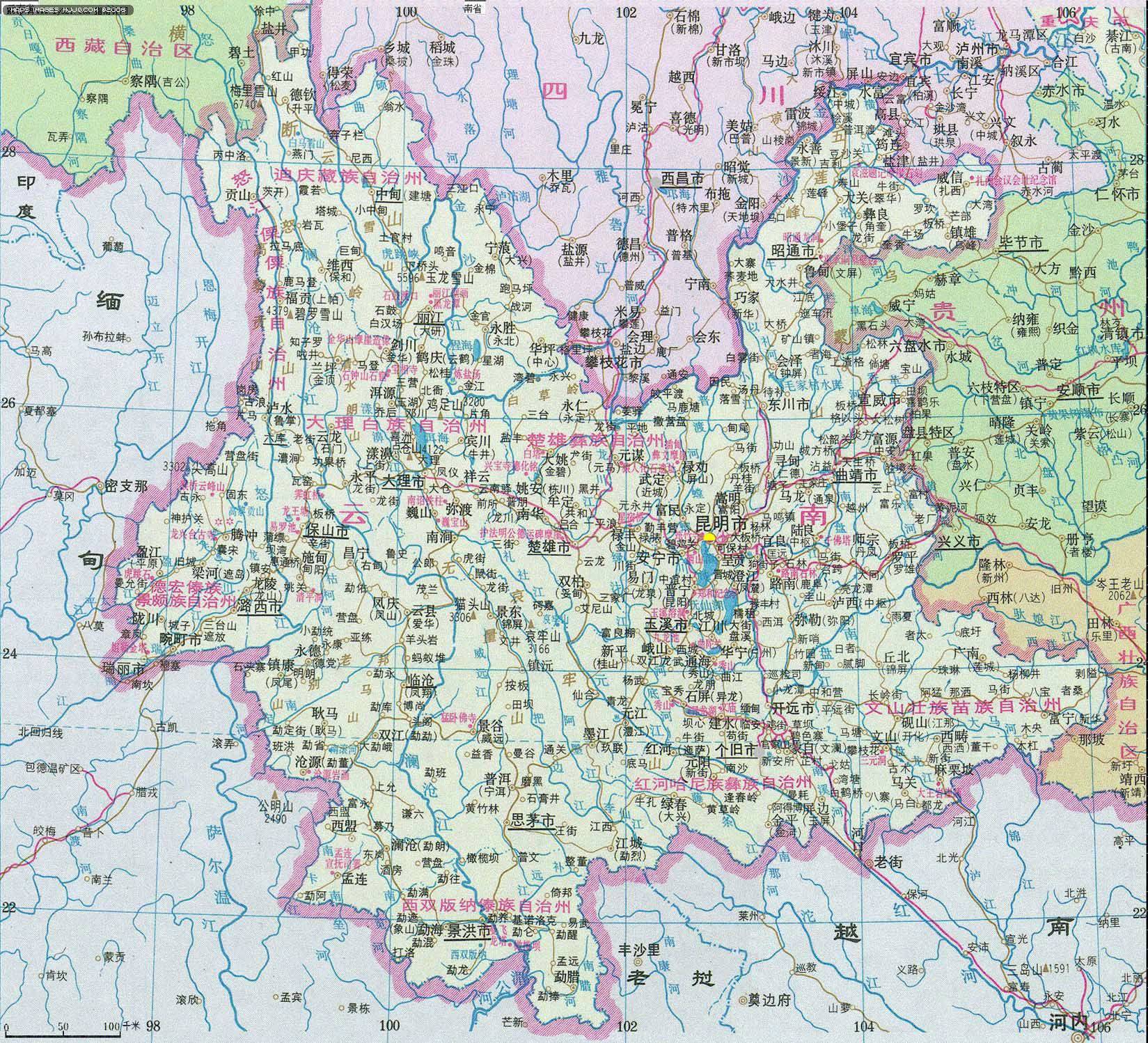 云南地图 - 云南旅游地图.旅游地图 - 美景旅游网