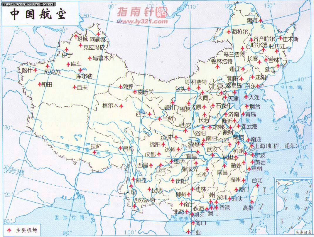 中国航空交通地图- 其他旅游地图中国地图- 美景旅游网