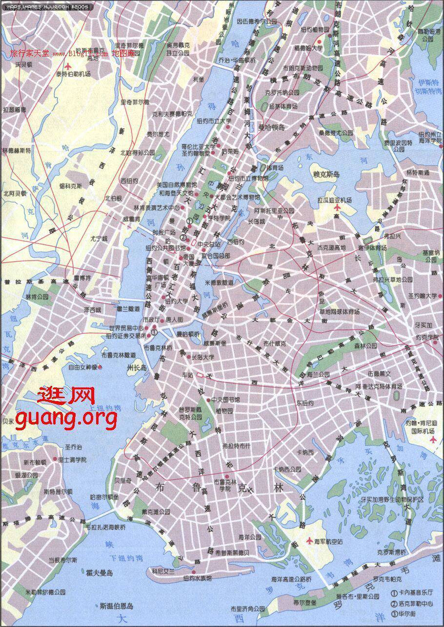 纽约市区地图- 北美洲地图North America Map.